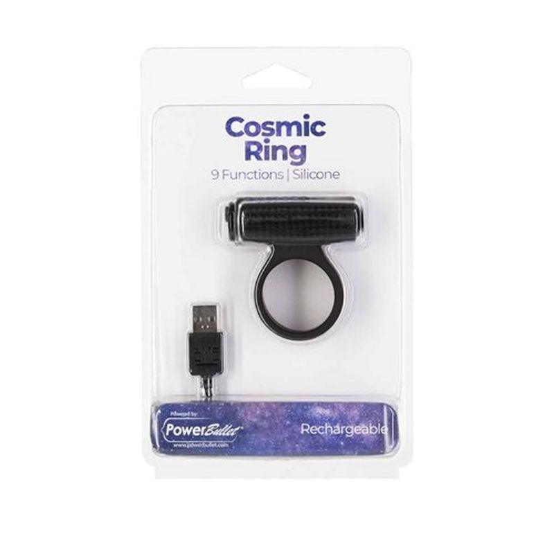 Power bullet Cosmic Cock Ring w Bullet Black - Take A Peek