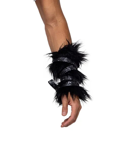 6171 - Pair of Black Faux Fur Cuffs - Take A Peek