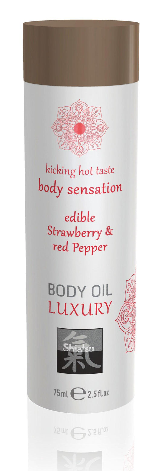 Shiatsu Luxury Body Oil Edible Strawberry and Red Pepper - Take A Peek