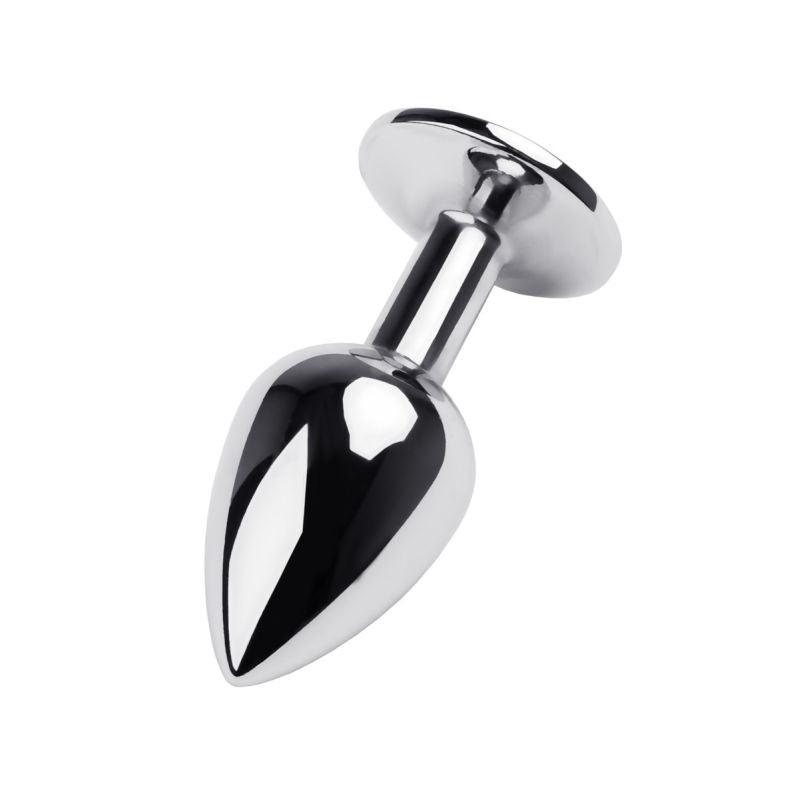 Silver Metal Anal Plug w Black Gem - Take A Peek