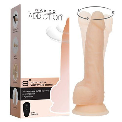 Rotating 8in Vibrating Dildo w Remote Vanilla - Take A Peek