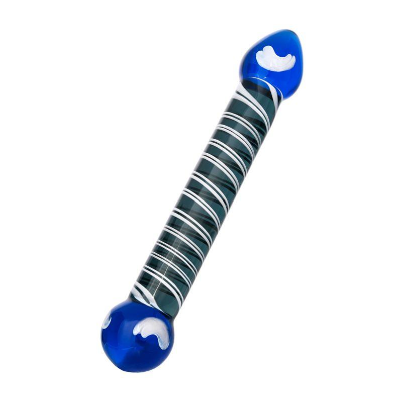 Sexus Glass Dildo Duo Blue 20cm - Take A Peek