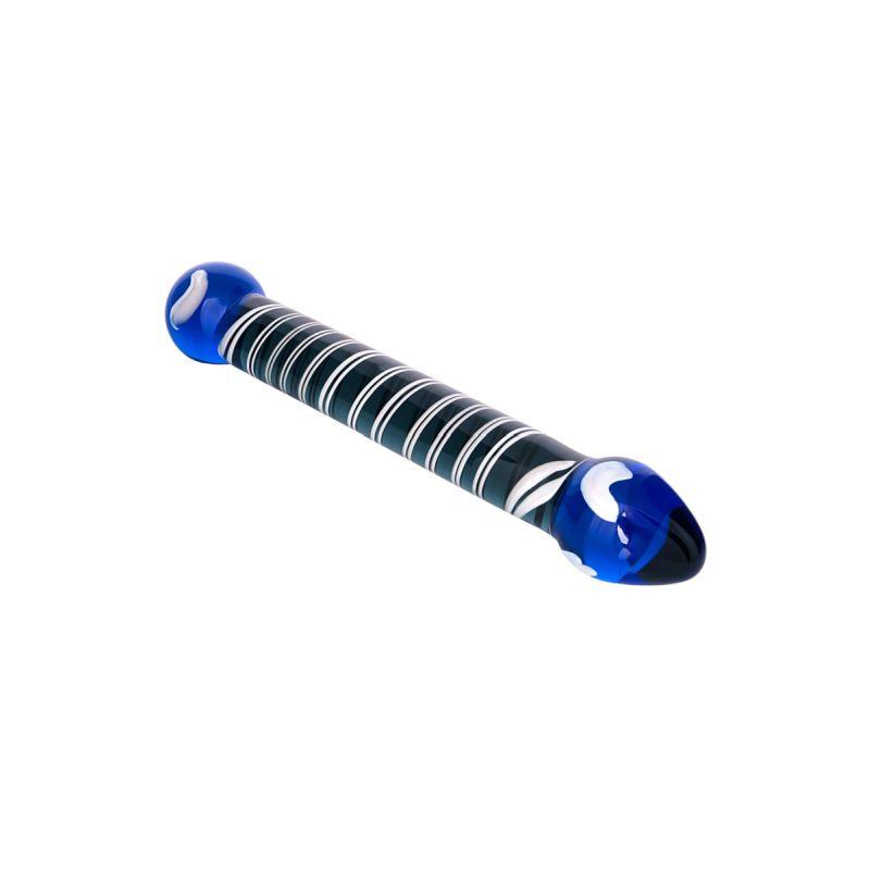 Sexus Glass Dildo Duo Blue 20cm - Take A Peek