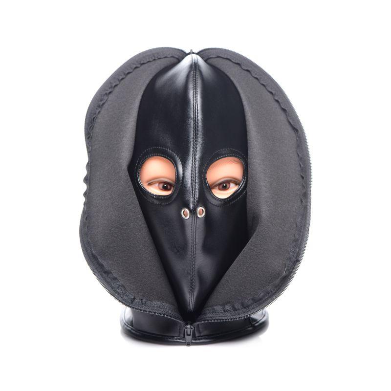 Zip Front Bondage Hood Black - Take A Peek