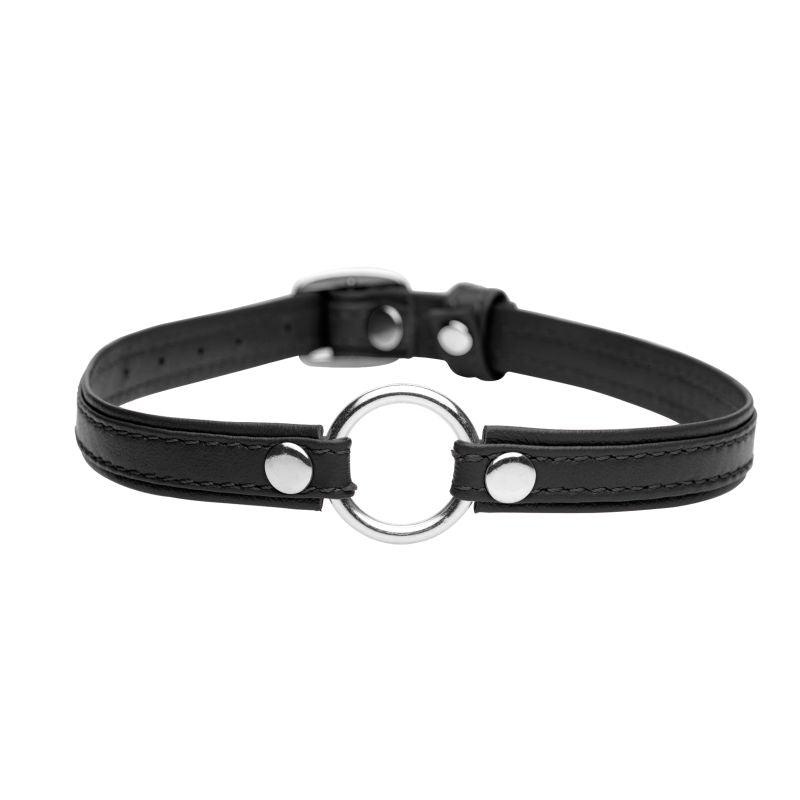 Sex Pet Leather Choker w/ Silver Ring Black - Take A Peek