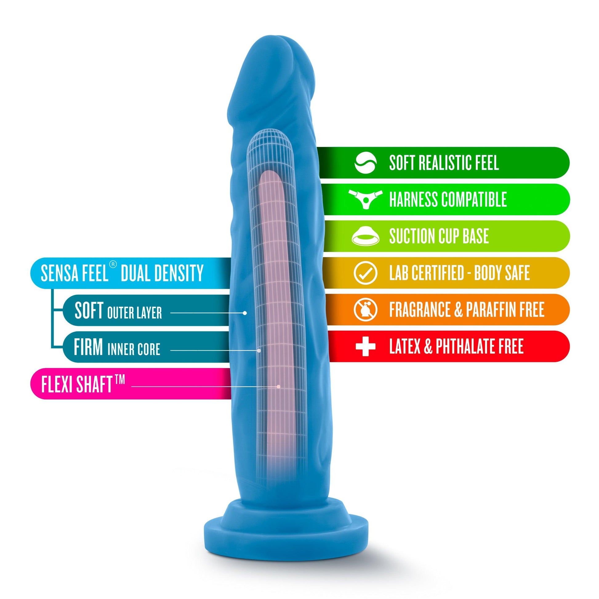 Neo Dual Density Cock Neon 7.5in Blue - Take A Peek