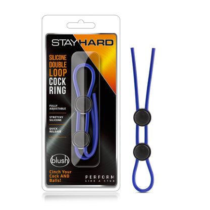 Stay Hard Silicone Double Loop Cock Ring Blue - Take A Peek