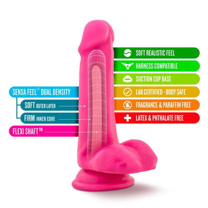 Neo Dual Density Cock With Balls 6 Inch Neon Pink - Take A Peek