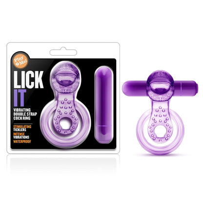 Play With Me Lick It Vibrating Double Strap Cock Ring Purple - Take A Peek