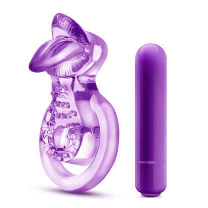 Play With Me Lick It Vibrating Double Strap Cock Ring Purple - Take A Peek