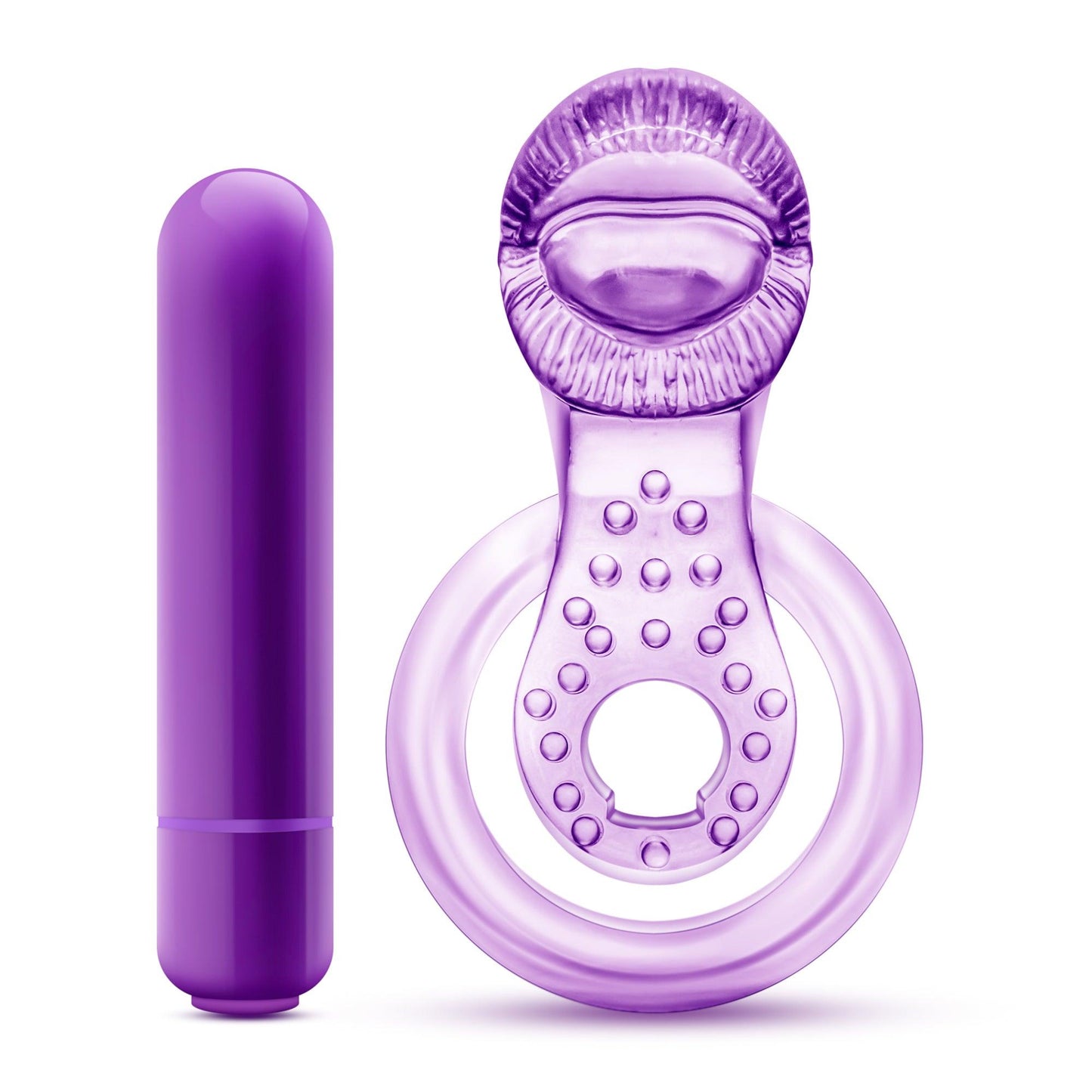 Play With Me Lick It Vibrating Double Strap Cock Ring Purple - Take A Peek