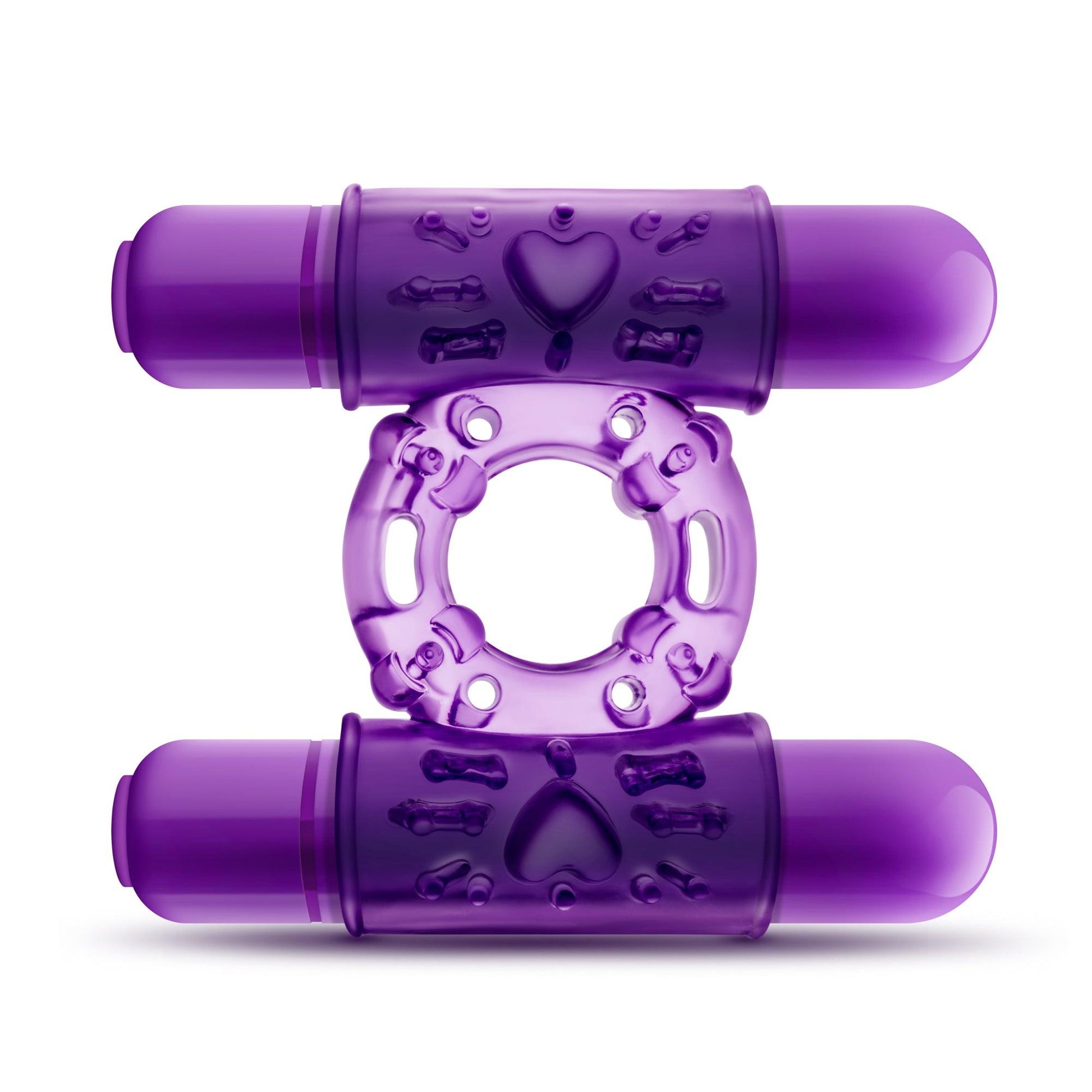 Play With Me Double Play Dual Vibrating Cock Ring Purple - Take A Peek