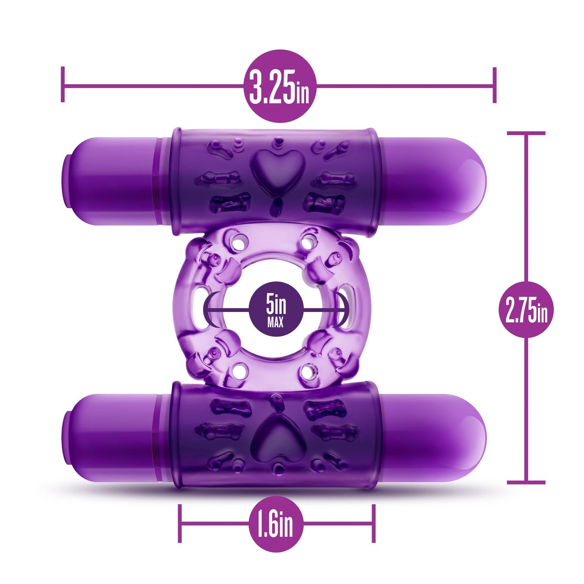 Play With Me Double Play Dual Vibrating Cock Ring Purple - Take A Peek