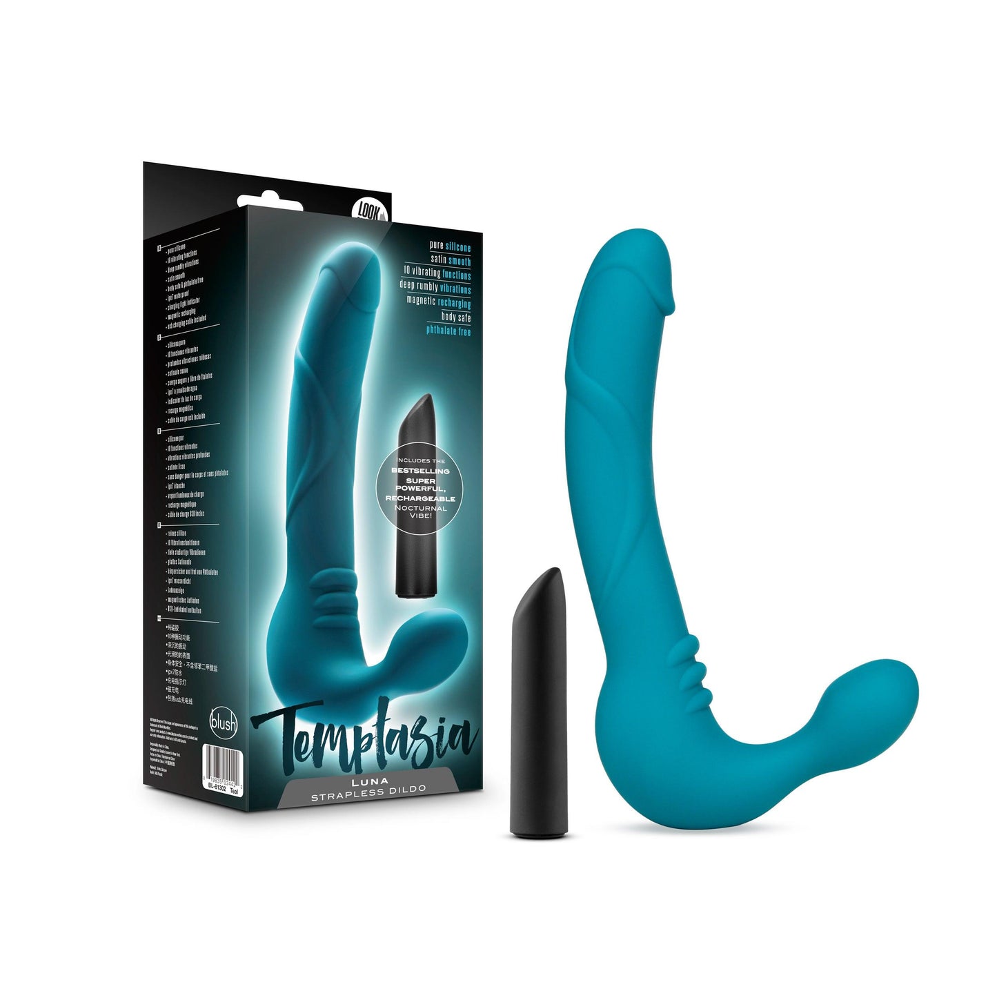 Temptasia Luna Strapless Silicone Dildo Teal - Take A Peek