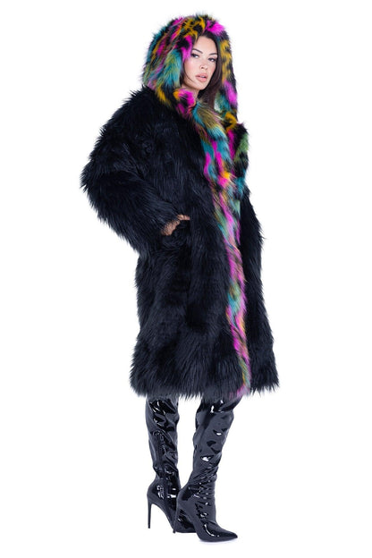 FE294 - Mid-Length Hooded Fur Coat - Take A Peek