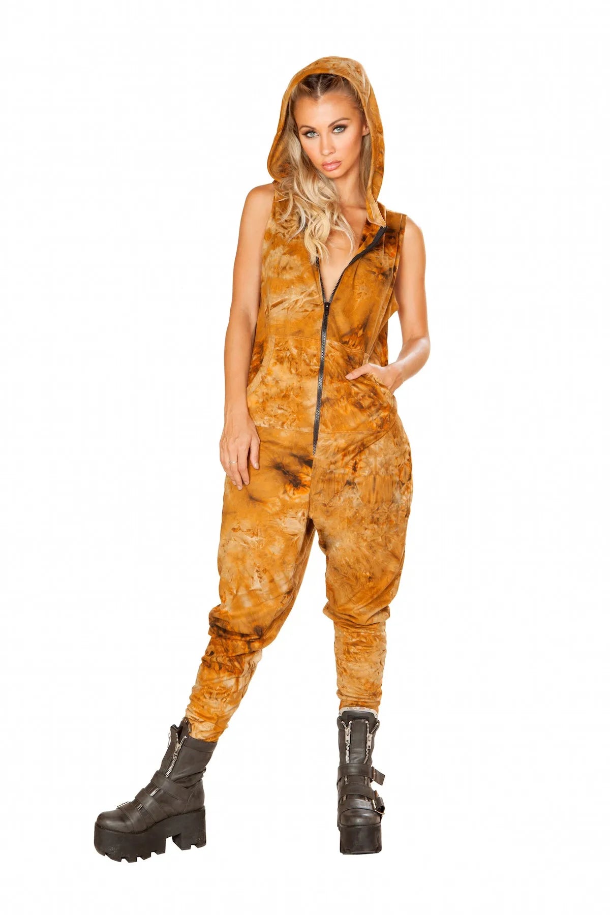 FF188 - Faux Suede Zipper Front Jumpsuit - Take A Peek