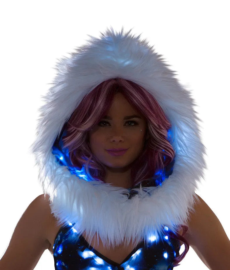 FF440 - Light-Up Faux Fur Infinity Hood with Printed Fabric Lining - Take A Peek