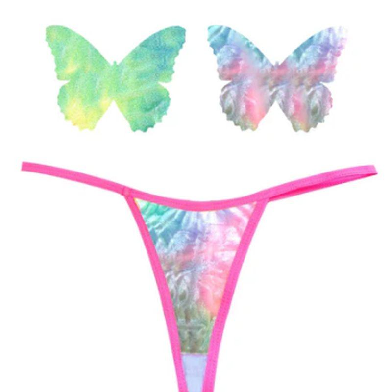 Rainbow Sherbet Tie Die Butterfly Pastie and Panty Set - Take A Peek