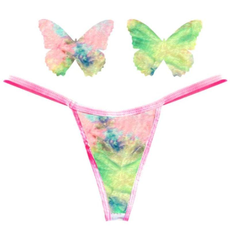 Rainbow Sherbet Tie Die Butterfly Pastie and Panty Set - Take A Peek