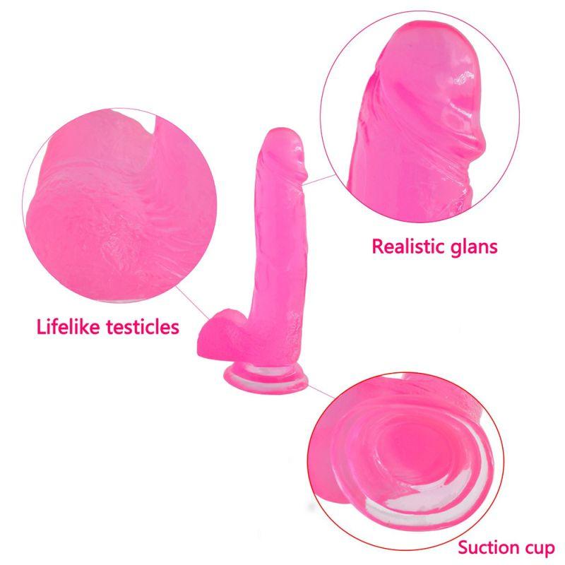 Jelly Studs 8in Crystal Dildo Large Pink - Take A Peek