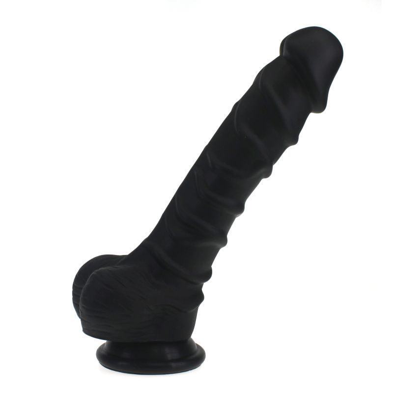 Realistic Dildo Ridged Shaft w Balls Black - Take A Peek