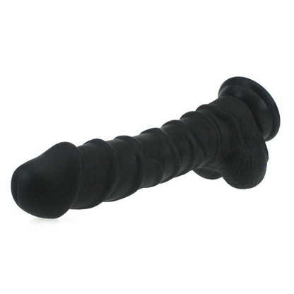 Realistic Dildo Ridged Shaft w Balls Black - Take A Peek