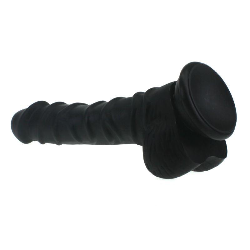 Realistic Dildo Ridged Shaft w Balls Black - Take A Peek