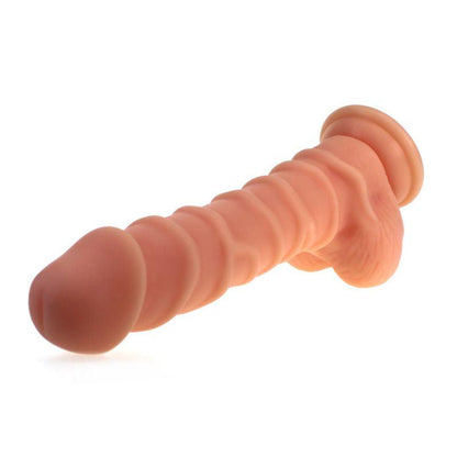 Realistic Dildo Ridged Shaft w Balls Flesh - Take A Peek