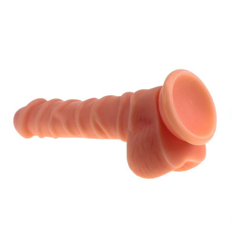 Realistic Dildo Ridged Shaft w Balls Flesh - Take A Peek