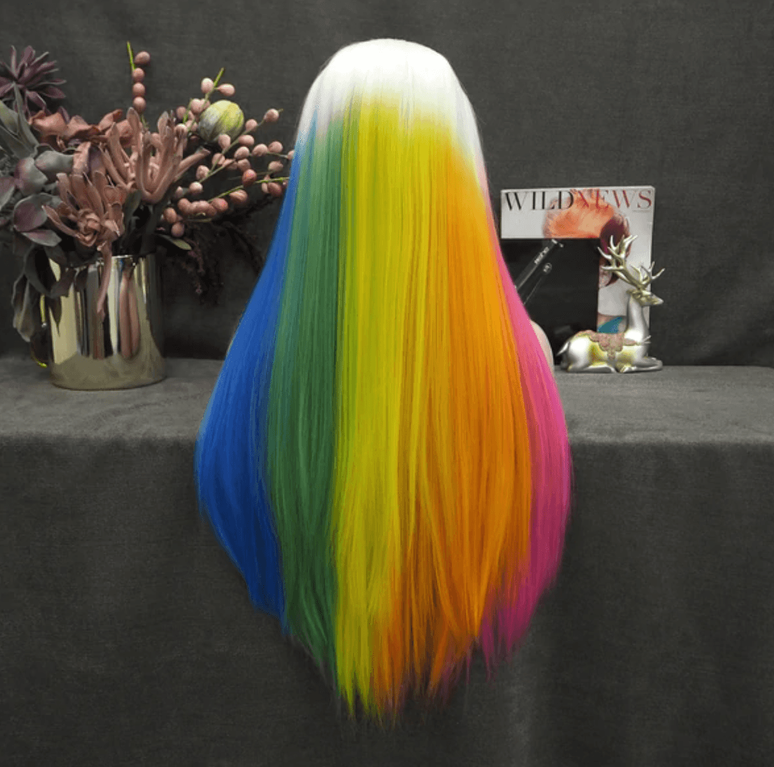 Rainbow Long Straight Wig - Take A Peek