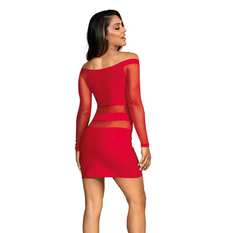 Off The Shoulder Mesh Panel Dress Red - Take A Peek