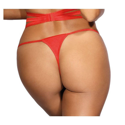 Microfiber and Lace G-String with Studs Red - Take A Peek