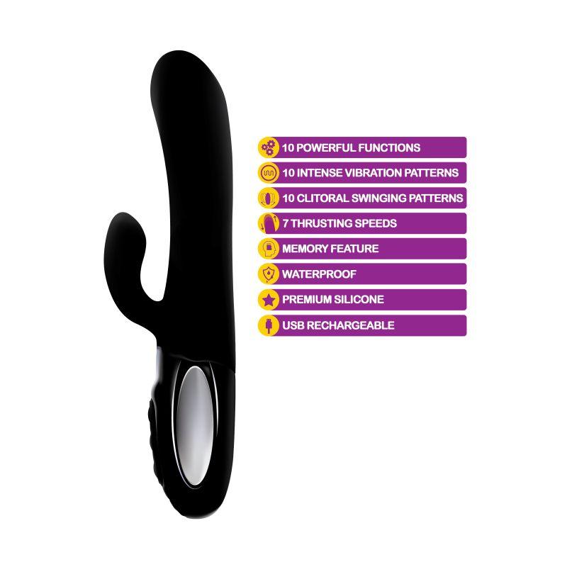 Viben Hypnotic Thrusting Rabbit Vibe w Swinging Clit Stim Black - Take A Peek