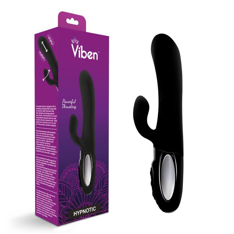 Viben Hypnotic Thrusting Rabbit Vibe w Swinging Clit Stim Black - Take A Peek