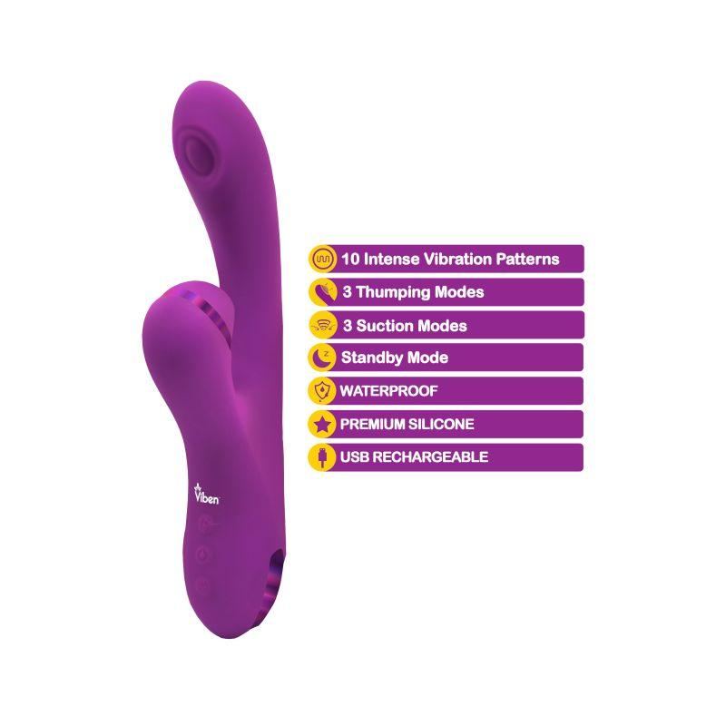 Viben Dazzle Rechargeable Thumping Rabbit Berry - Take A Peek