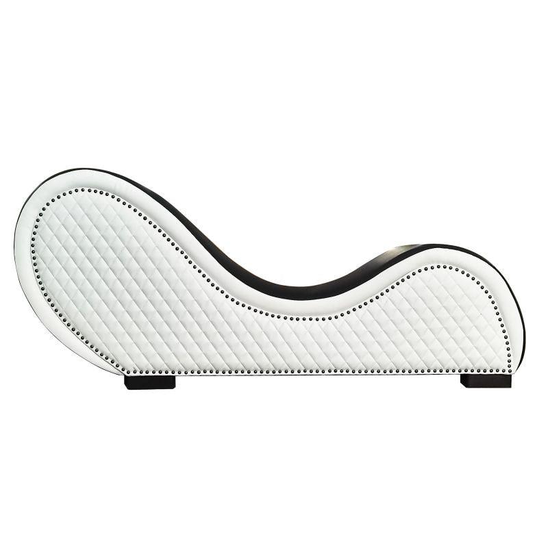 Kama Sutra Chaise Love Lounge Studded and Quilted 2 Tone Black/White - Take A Peek