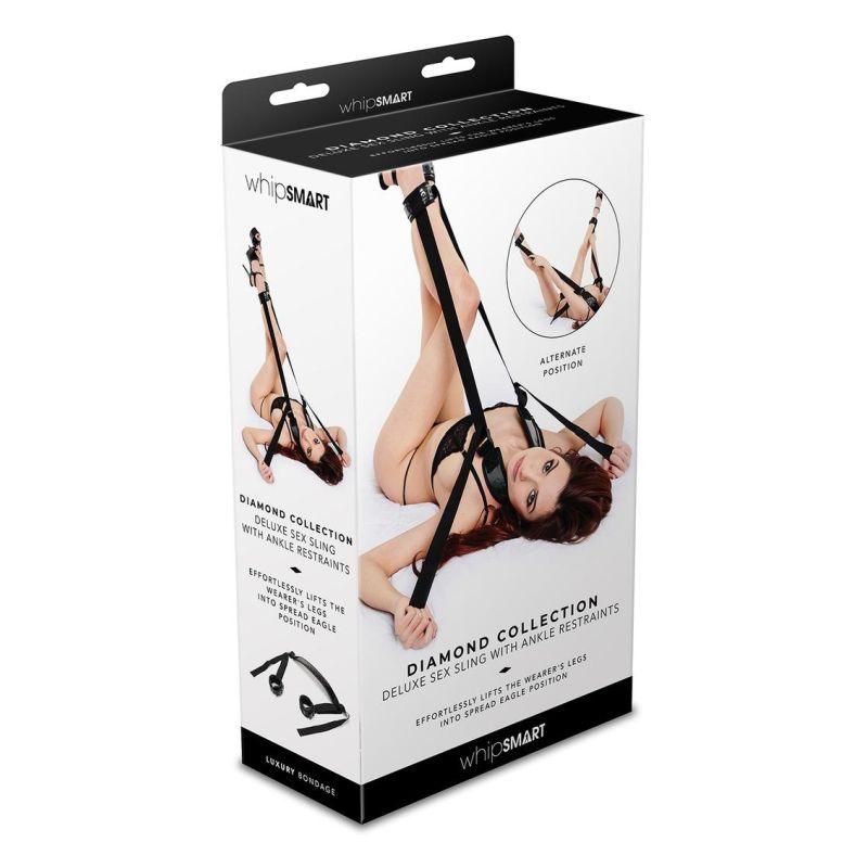 Whip Smart Diamond Deluxe Sex Swing w Ankle Restraints Black - Take A Peek