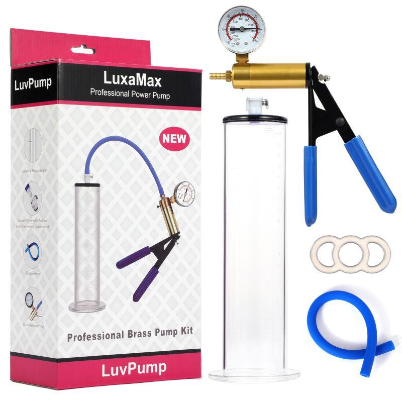 LuxaMax Brass Handle Penis Pump Set w Gauge - Take A Peek