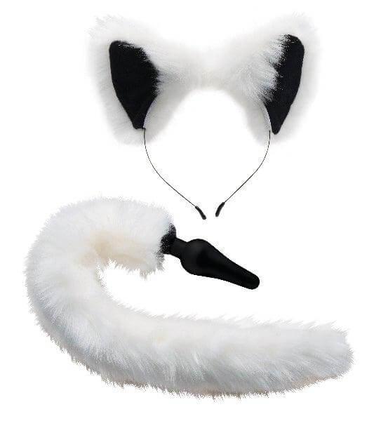 Anal Plug and Ears Set White Fox Tail - Take A Peek