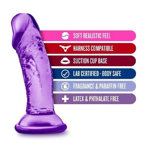 B Yours Sweet N Small Dildo with Suction Cup 4in Purple - Take A Peek