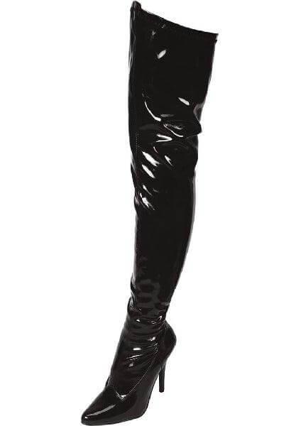 Black Pointed Toe Thigh High Boot 5in Heel Size 8 - Take A Peek