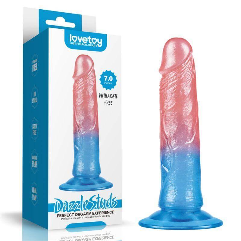 Dazzle Studs Dildo 7in Pink/Blue - Take A Peek