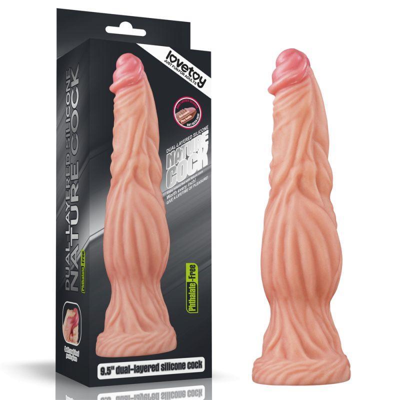 Dual layered Platinum Silicone Cock 9.5in Flesh - Take A Peek