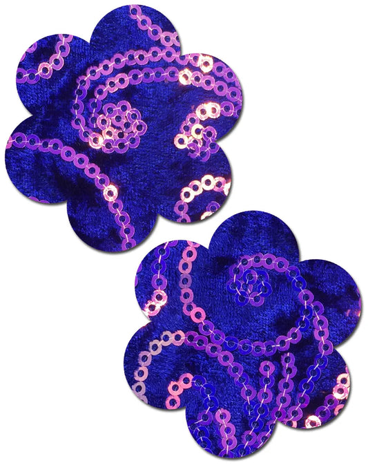 FLOWER SEQUIN VELVET ROYAL - Take A Peek