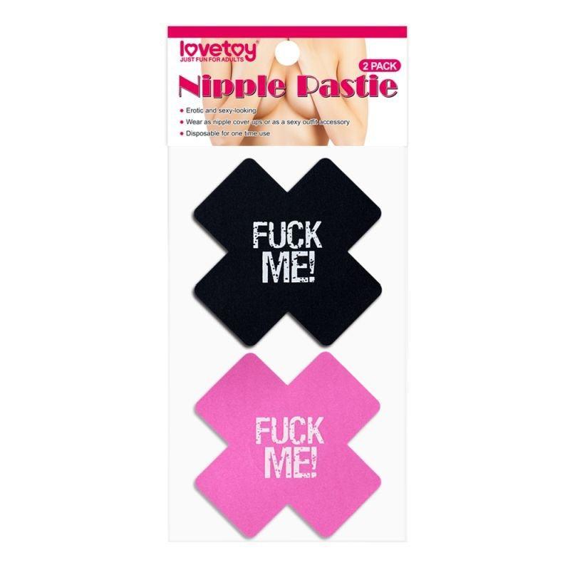 FUCK ME Cross Pattern Nipple Pasties Twin Pack - Take A Peek