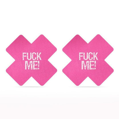 FUCK ME Cross Pattern Nipple Pasties Twin Pack - Take A Peek