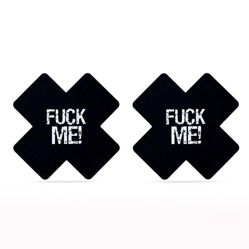 FUCK ME Cross Pattern Nipple Pasties Twin Pack - Take A Peek