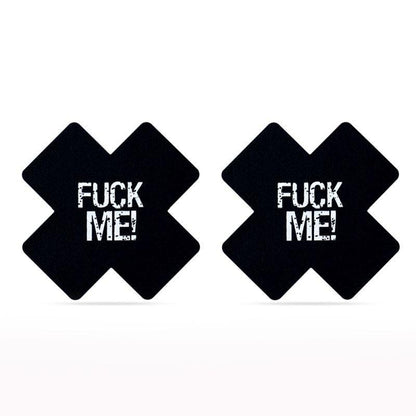 FUCK ME Cross Pattern Nipple Pasties Twin Pack - Take A Peek